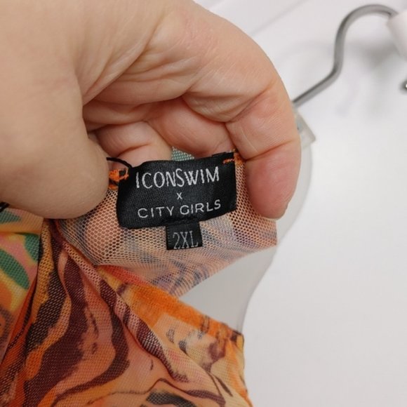 Zebra orange print mesh swim cover up - Picture 7 of 7